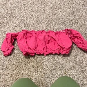 SHEIN Pink Off-Shoulder Crop Top
